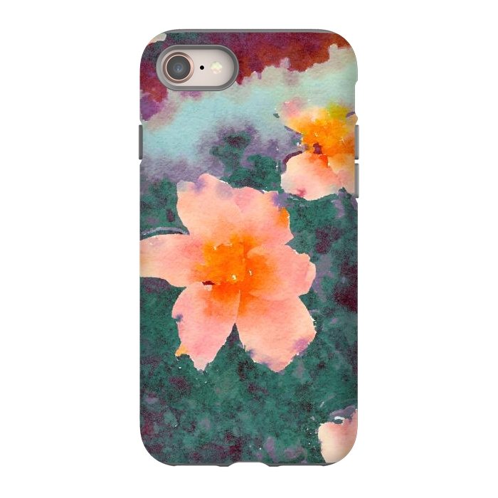 iPhone 8 StrongFit Floating In Love, Watercolor Lotus Pond Botanical Lake, Forest Jungle Floral Painting by Uma Prabhakar Gokhale