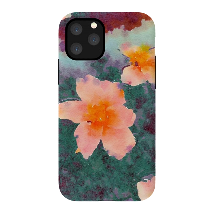 iPhone 11 Pro StrongFit Floating In Love, Watercolor Lotus Pond Botanical Lake, Forest Jungle Floral Painting by Uma Prabhakar Gokhale