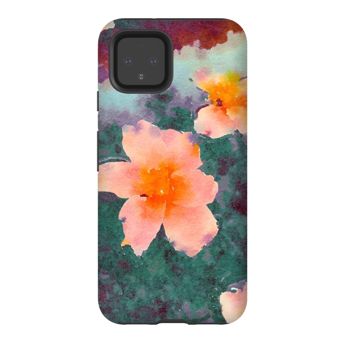 Pixel 4 StrongFit Floating In Love, Watercolor Lotus Pond Botanical Lake, Forest Jungle Floral Painting by Uma Prabhakar Gokhale