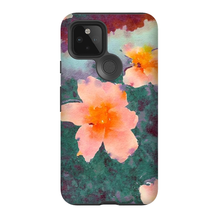 Pixel 5 StrongFit Floating In Love, Watercolor Lotus Pond Botanical Lake, Forest Jungle Floral Painting by Uma Prabhakar Gokhale