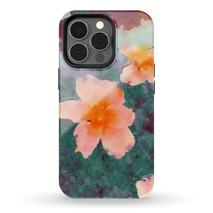 iPhone 13 pro StrongFit Floating In Love, Watercolor Lotus Pond Botanical Lake, Forest Jungle Floral Painting by Uma Prabhakar Gokhale
