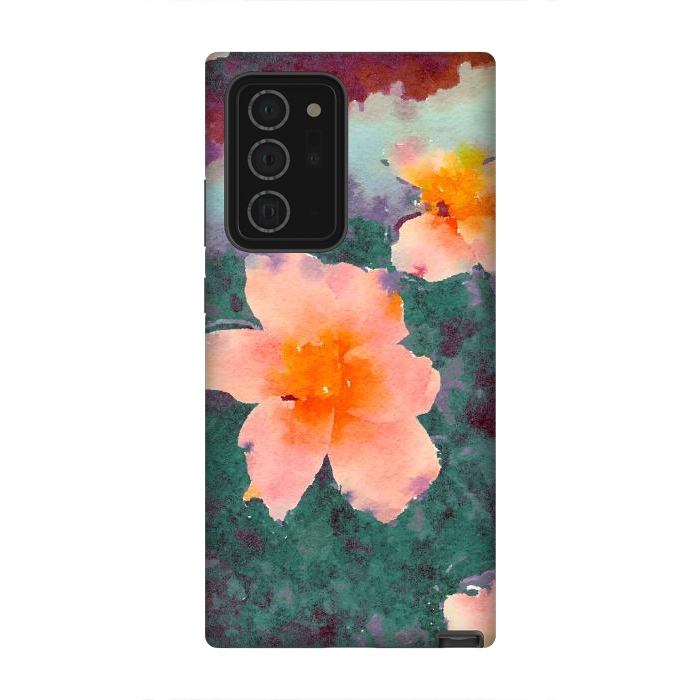 Galaxy Note 20 Ultra StrongFit Floating In Love, Watercolor Lotus Pond Botanical Lake, Forest Jungle Floral Painting by Uma Prabhakar Gokhale