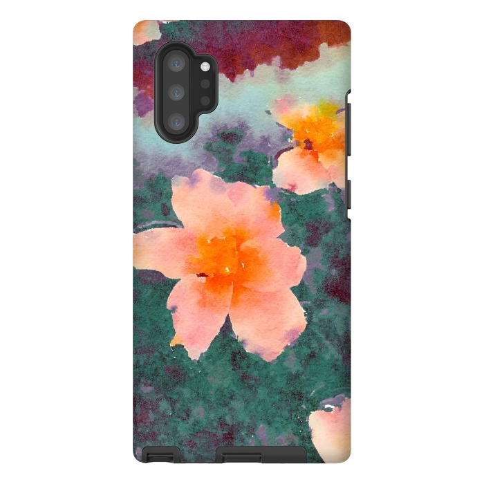 Galaxy Note 10 plus StrongFit Floating In Love, Watercolor Lotus Pond Botanical Lake, Forest Jungle Floral Painting by Uma Prabhakar Gokhale