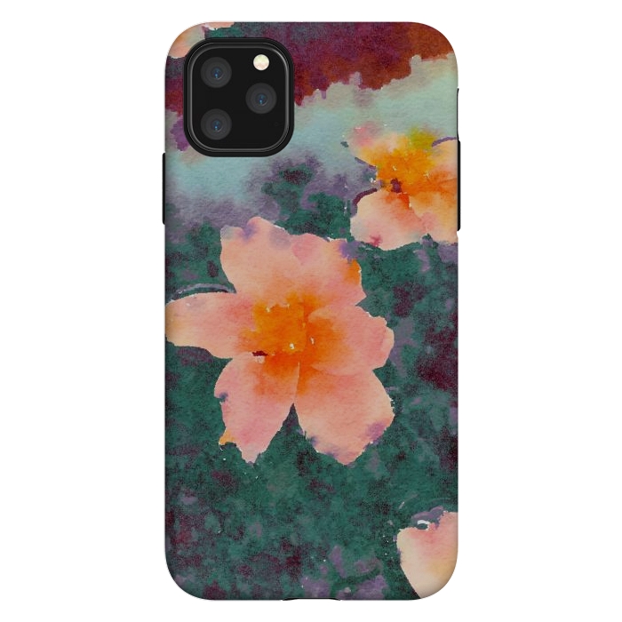 iPhone 11 Pro Max StrongFit Floating In Love, Watercolor Lotus Pond Botanical Lake, Forest Jungle Floral Painting by Uma Prabhakar Gokhale