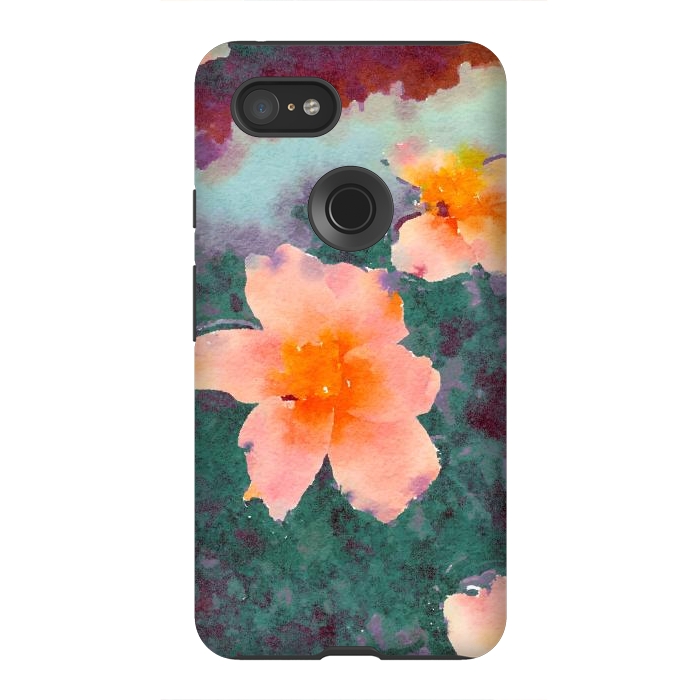 Pixel 3XL StrongFit Floating In Love, Watercolor Lotus Pond Botanical Lake, Forest Jungle Floral Painting by Uma Prabhakar Gokhale
