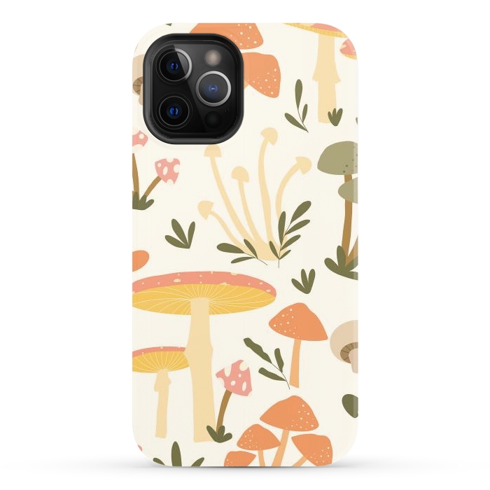 iPhone 12 Pro StrongFit Mushrooms Pastels by ArtPrInk