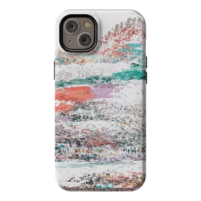iPhone 14 Plus StrongFit The Snow Mountain, Abstract Nature Digital Painting, Scandinavian Landscape Winter Travel by Uma Prabhakar Gokhale