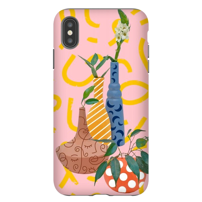 iPhone Xs Max StrongFit Modern Botanicals, Abstract Plant Pots, Quirky Nature Bohemian, Contemporary Décor by Uma Prabhakar Gokhale