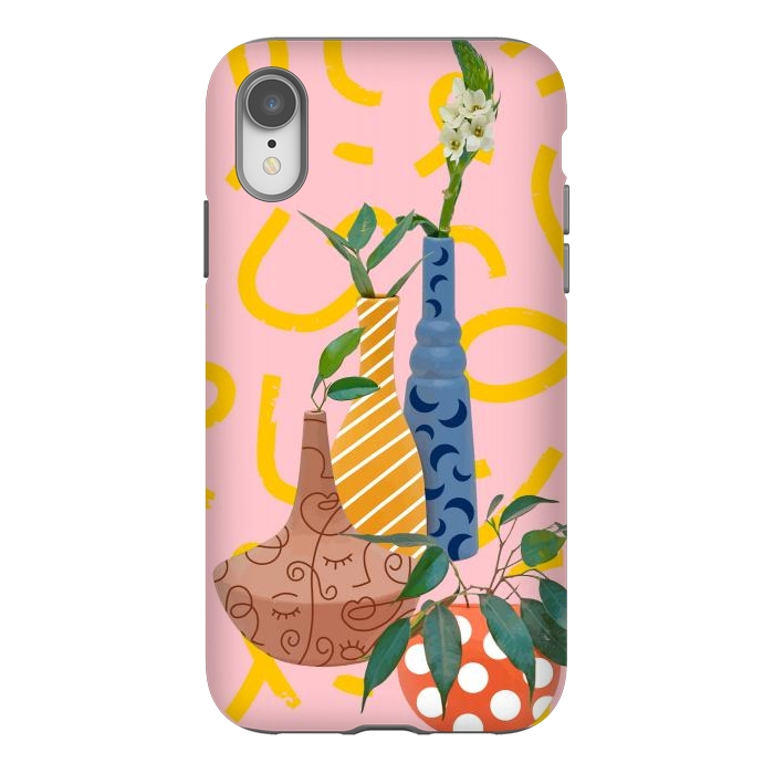 iPhone Xr StrongFit Modern Botanicals, Abstract Plant Pots, Quirky Nature Bohemian, Contemporary Décor by Uma Prabhakar Gokhale