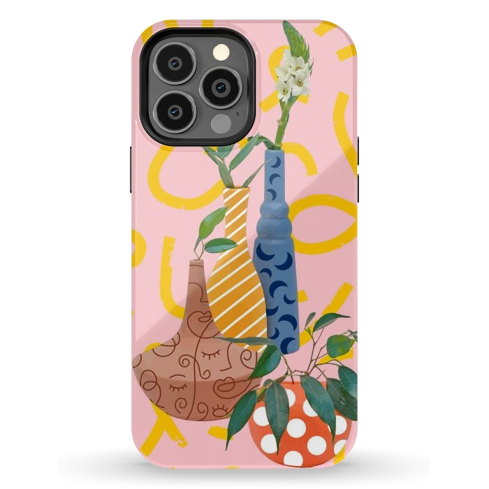 iPhone 13 Pro Max StrongFit Modern Botanicals, Abstract Plant Pots, Quirky Nature Bohemian, Contemporary Décor by Uma Prabhakar Gokhale