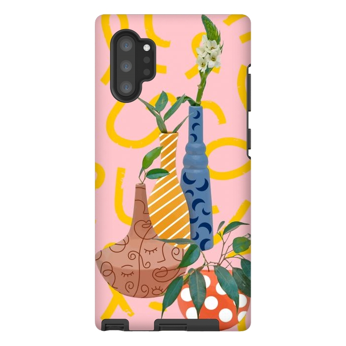 Galaxy Note 10 plus StrongFit Modern Botanicals, Abstract Plant Pots, Quirky Nature Bohemian, Contemporary Décor by Uma Prabhakar Gokhale
