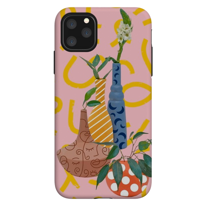 iPhone 11 Pro Max StrongFit Modern Botanicals, Abstract Plant Pots, Quirky Nature Bohemian, Contemporary Décor by Uma Prabhakar Gokhale