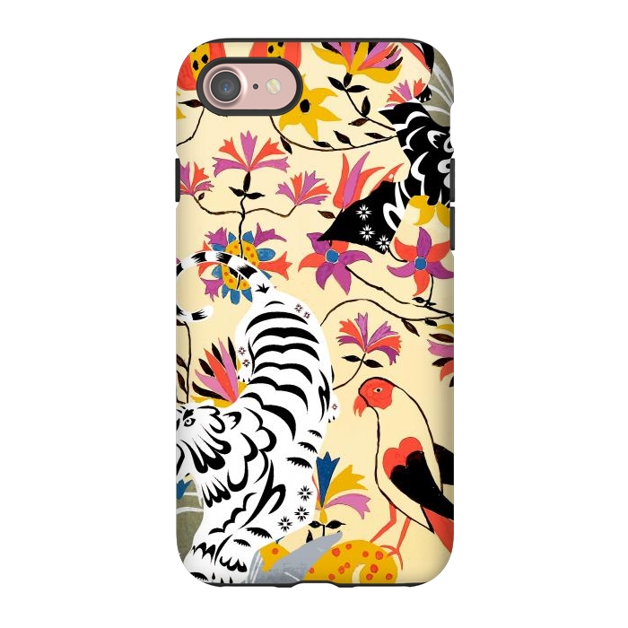 iPhone 7 StrongFit Yin Yang, Vintage Botanical Tiger Jungle, Balance Positivity Peace, Forest Animals Wild Cat by Uma Prabhakar Gokhale