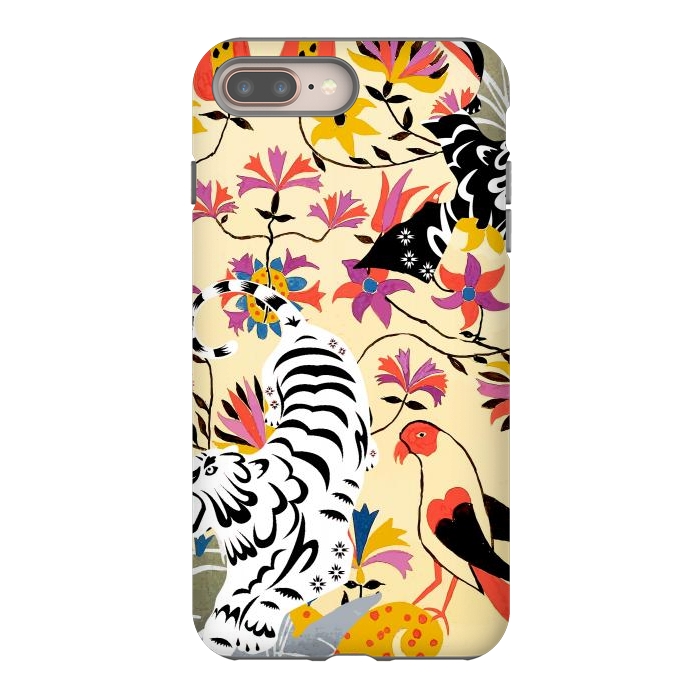 iPhone 7 plus StrongFit Yin Yang, Vintage Botanical Tiger Jungle, Balance Positivity Peace, Forest Animals Wild Cat by Uma Prabhakar Gokhale