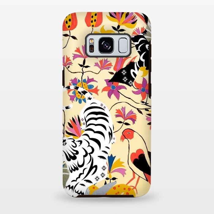 Galaxy S8 plus StrongFit Yin Yang, Vintage Botanical Tiger Jungle, Balance Positivity Peace, Forest Animals Wild Cat by Uma Prabhakar Gokhale