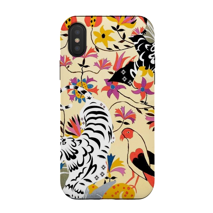 iPhone Xs / X StrongFit Yin Yang, Vintage Botanical Tiger Jungle, Balance Positivity Peace, Forest Animals Wild Cat by Uma Prabhakar Gokhale
