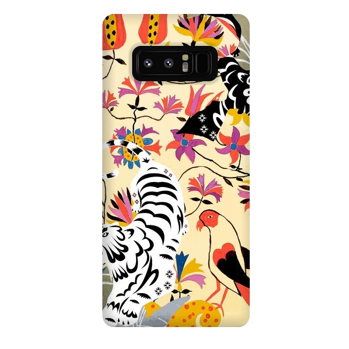 Galaxy Note 8 StrongFit Yin Yang, Vintage Botanical Tiger Jungle, Balance Positivity Peace, Forest Animals Wild Cat by Uma Prabhakar Gokhale