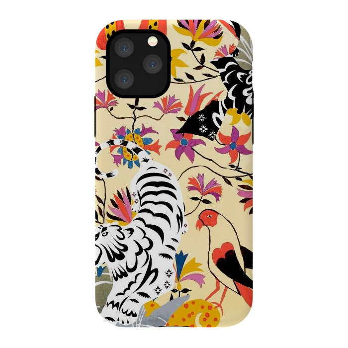 iPhone 11 Pro StrongFit Yin Yang, Vintage Botanical Tiger Jungle, Balance Positivity Peace, Forest Animals Wild Cat by Uma Prabhakar Gokhale