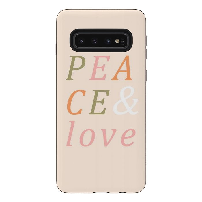 Galaxy S10 StrongFit Peace & Love Typography by ArtPrInk