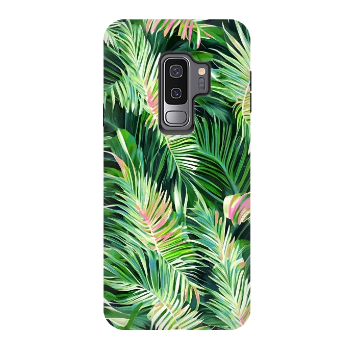 Galaxy S9 plus StrongFit Palm & Peace Art Print, Tropical Botanical Jungle Canvas Print, Nature Painting Plants Forest Poster by Uma Prabhakar Gokhale
