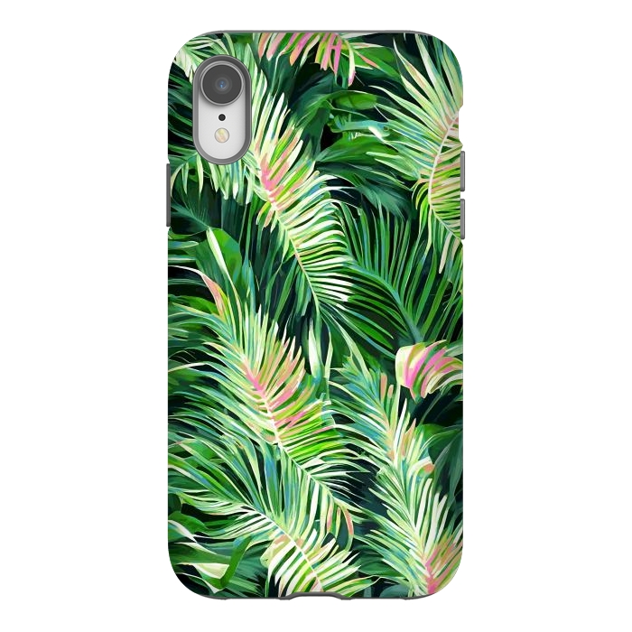 iPhone Xr StrongFit Palm & Peace Art Print, Tropical Botanical Jungle Canvas Print, Nature Painting Plants Forest Poster by Uma Prabhakar Gokhale