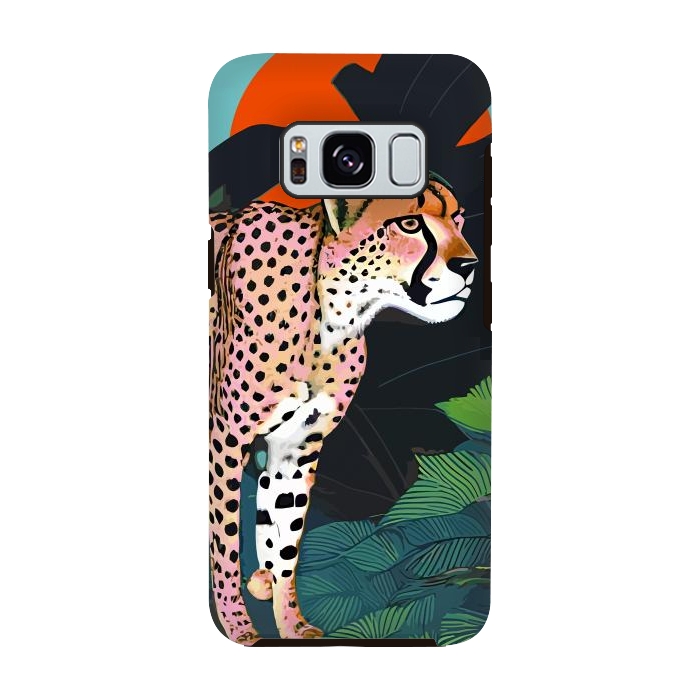 Galaxy S8 StrongFit The Cheetah, Tropical Jungle Animals, Mystery Wild Cat, Wildlife Forest Vintage Nature Painting by Uma Prabhakar Gokhale
