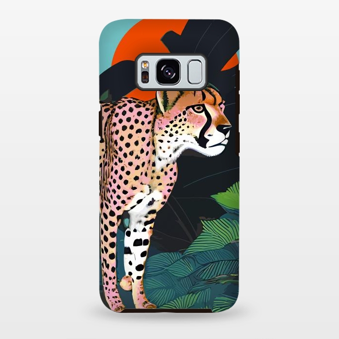 Galaxy S8 plus StrongFit The Cheetah, Tropical Jungle Animals, Mystery Wild Cat, Wildlife Forest Vintage Nature Painting by Uma Prabhakar Gokhale