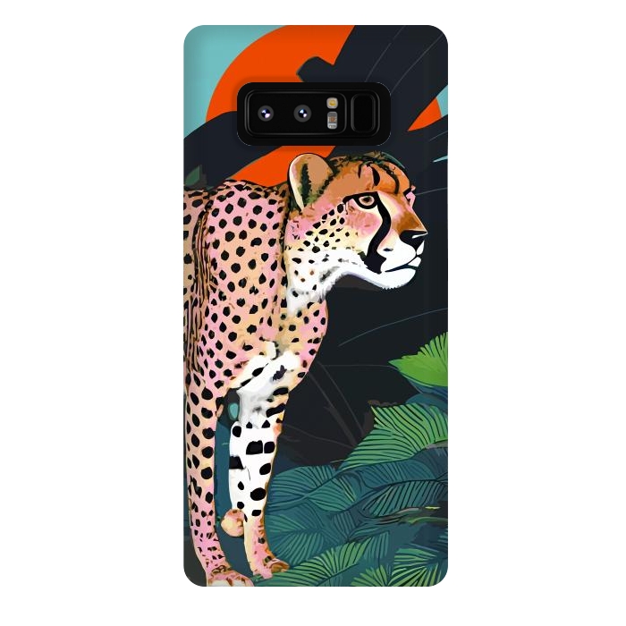 Galaxy Note 8 StrongFit The Cheetah, Tropical Jungle Animals, Mystery Wild Cat, Wildlife Forest Vintage Nature Painting by Uma Prabhakar Gokhale