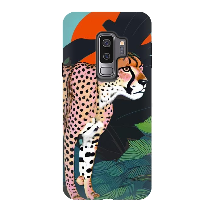 Galaxy S9 plus StrongFit The Cheetah, Tropical Jungle Animals, Mystery Wild Cat, Wildlife Forest Vintage Nature Painting by Uma Prabhakar Gokhale