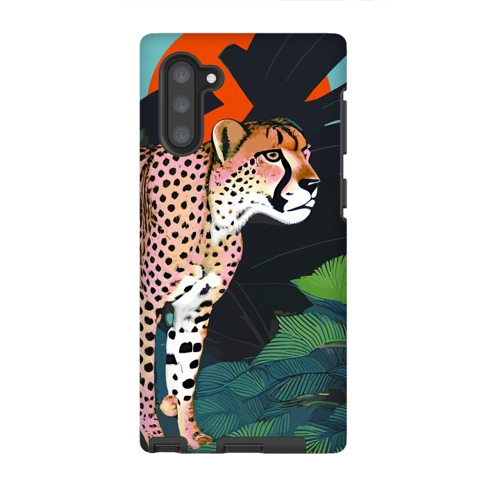 Galaxy Note 10 StrongFit The Cheetah, Tropical Jungle Animals, Mystery Wild Cat, Wildlife Forest Vintage Nature Painting by Uma Prabhakar Gokhale