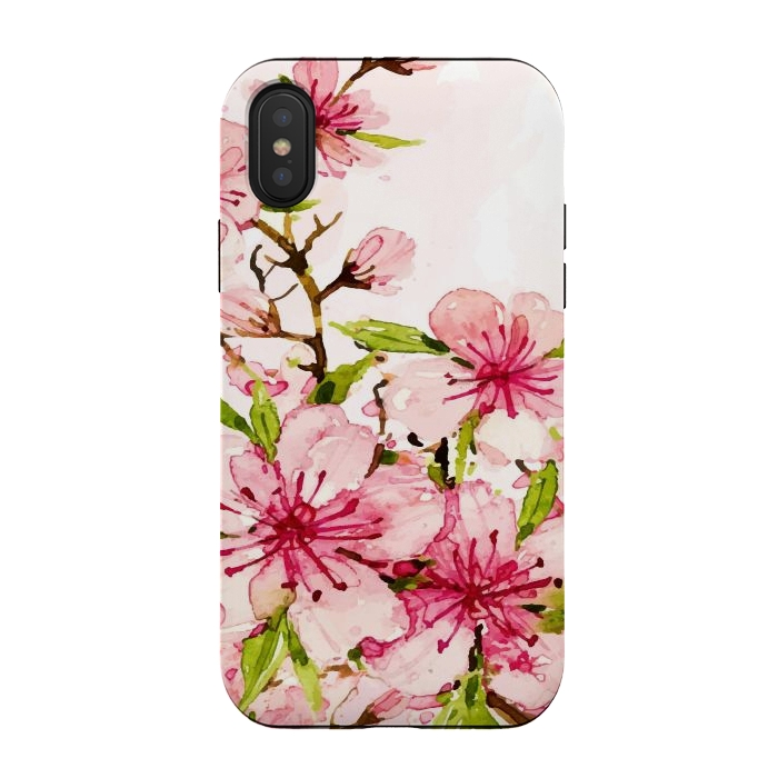 iPhone Xs / X StrongFit Watercolor Spring Flowers by Bledi