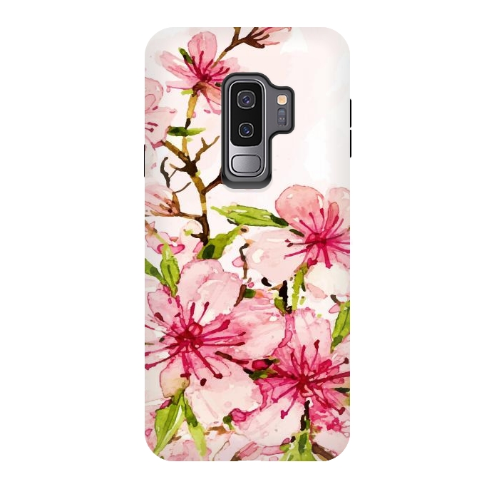 Galaxy S9 plus StrongFit Watercolor Spring Flowers by Bledi