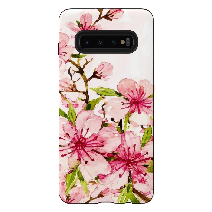 Galaxy S10 plus StrongFit Watercolor Spring Flowers by Bledi