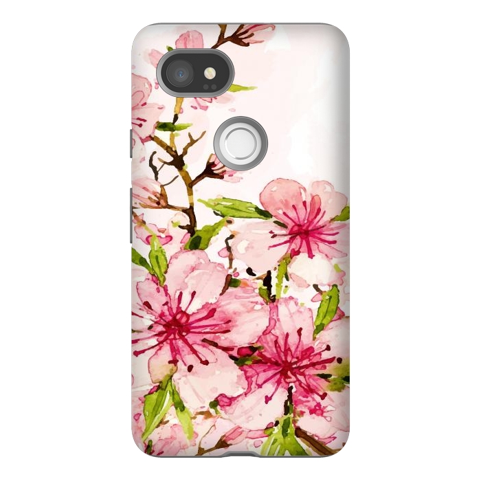 Pixel 2XL StrongFit Watercolor Spring Flowers by Bledi