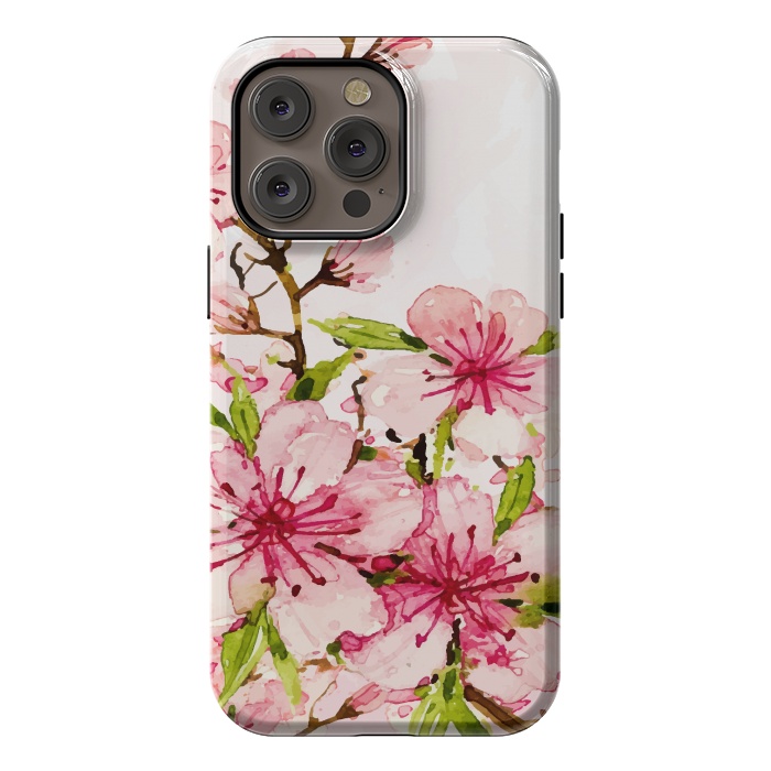 iPhone 14 Pro max StrongFit Watercolor Spring Flowers by Bledi