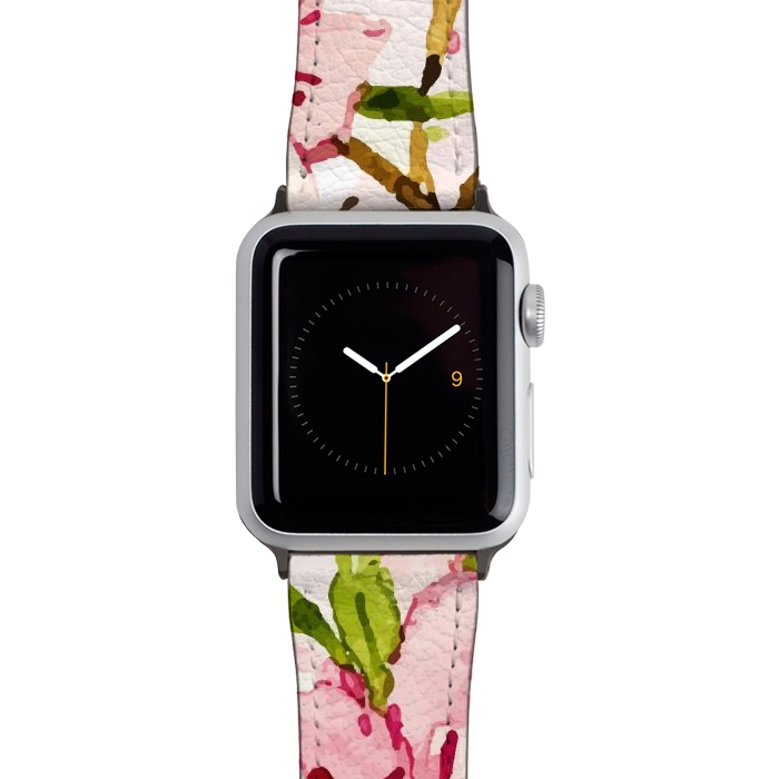 Watch 38mm / 40mm Strap PU leather Watercolor Spring Flowers by Bledi