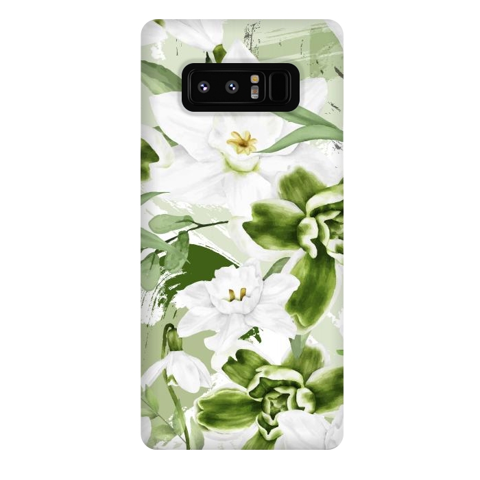 Galaxy Note 8 StrongFit White Watercolor Flowers 1 by Bledi