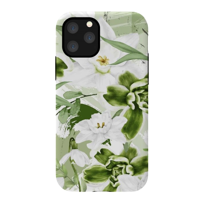 iPhone 11 Pro StrongFit White Watercolor Flowers 1 by Bledi