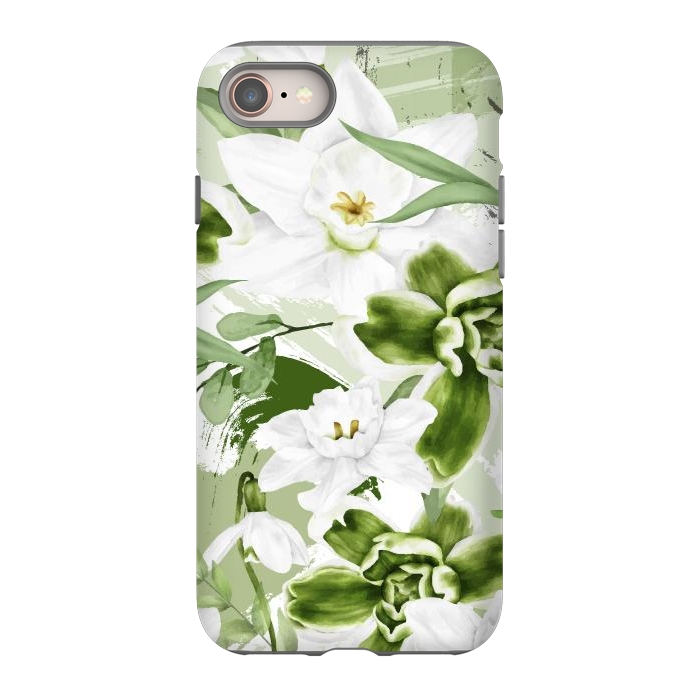 iPhone SE StrongFit White Watercolor Flowers 1 by Bledi