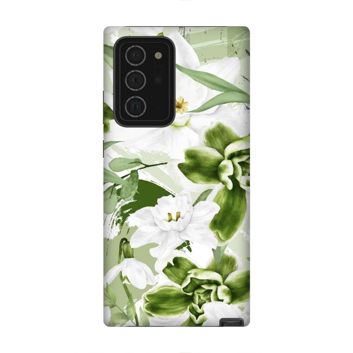 Galaxy Note 20 Ultra StrongFit White Watercolor Flowers 1 by Bledi