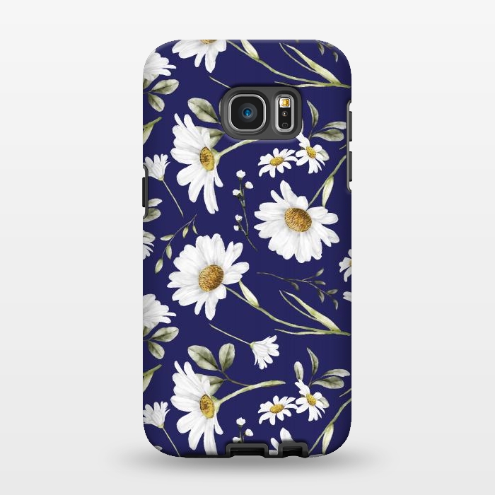 Galaxy S7 EDGE StrongFit White Watercolor Flowers 2 by Bledi