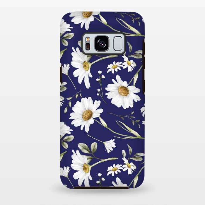 Galaxy S8 plus StrongFit White Watercolor Flowers 2 by Bledi