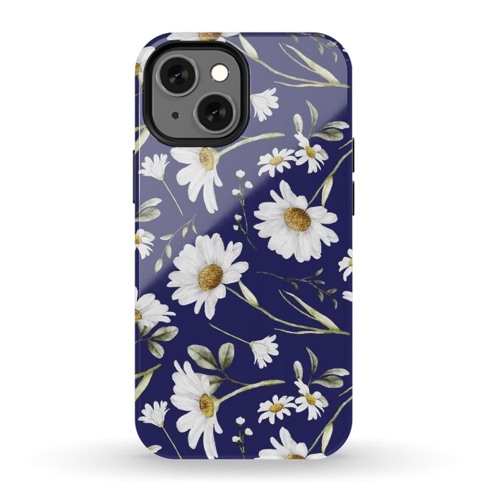 iPhone 12 mini StrongFit White Watercolor Flowers 2 by Bledi