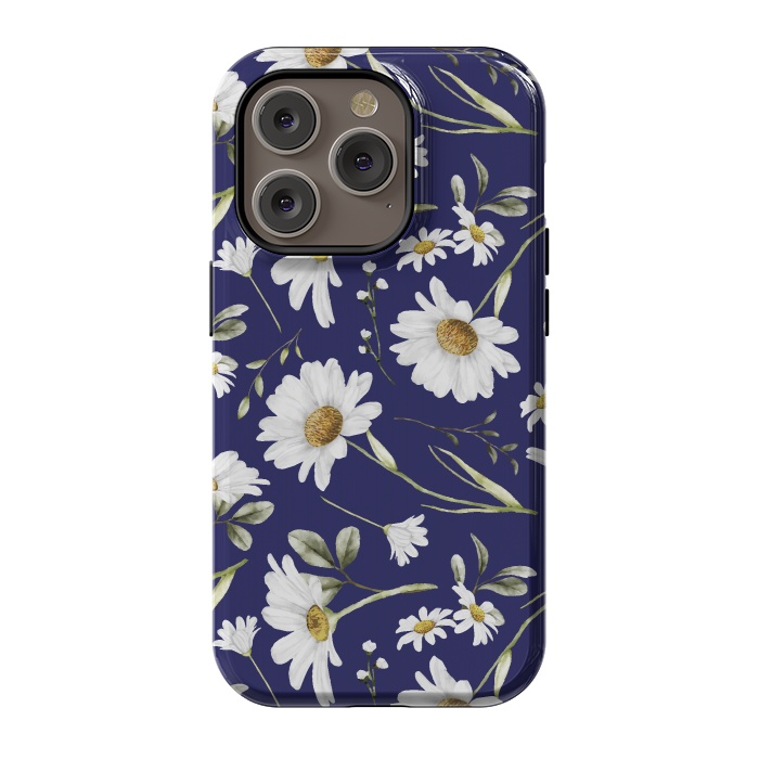 iPhone 14 Pro StrongFit White Watercolor Flowers 2 by Bledi