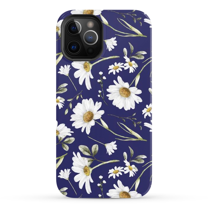 iPhone 12 Pro Max StrongFit White Watercolor Flowers 2 by Bledi