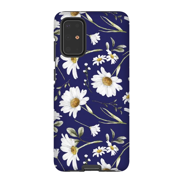 Galaxy S20 Plus StrongFit White Watercolor Flowers 2 by Bledi