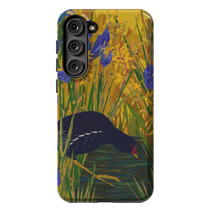 Galaxy S23 Plus StrongFit Moorhen and Iris by Lotti Brown