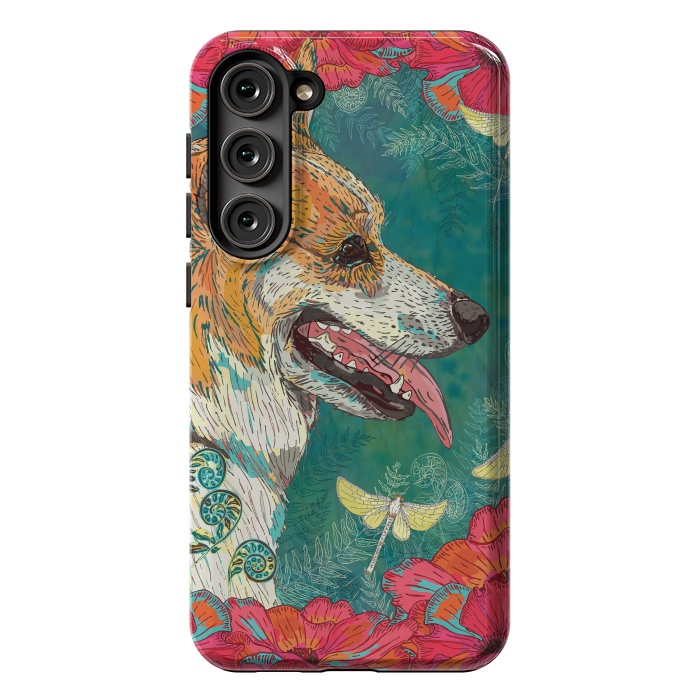 Galaxy S23 Plus StrongFit Corgi and Fairies by Lotti Brown