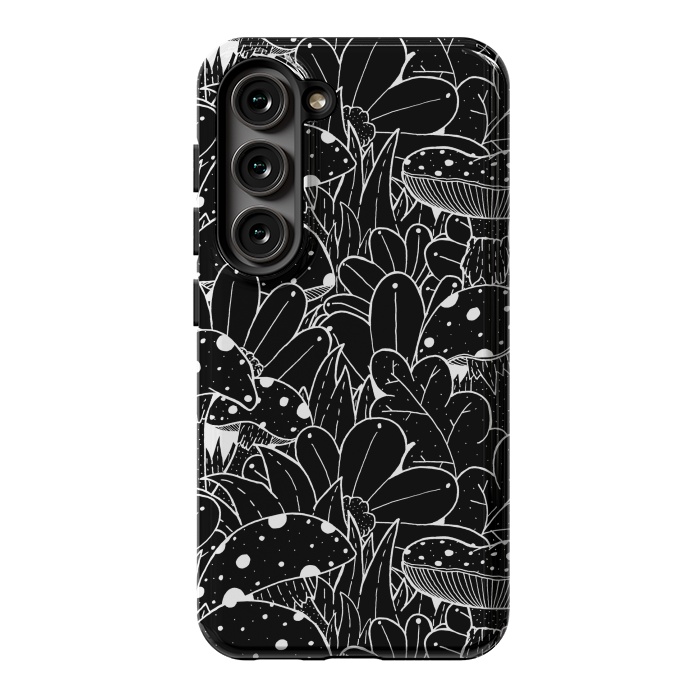 Galaxy S23 StrongFit Black and white autumn pattern by Steve Wade (Swade)
