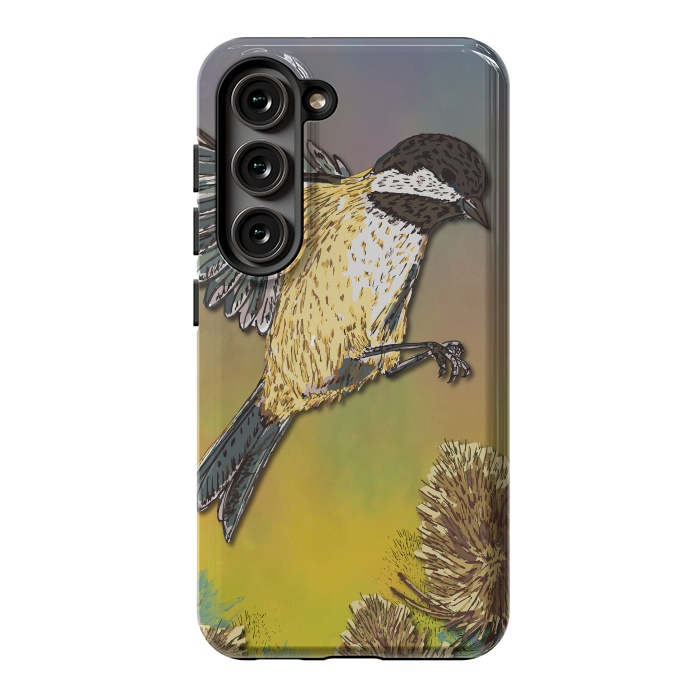 Galaxy S23 StrongFit Harvest Mouse and Teasels by Lotti Brown
